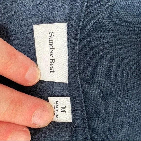 Aritzia Sunday Best Velour Zip Up Jacket Sweatshirt Hoodie Size M Blue - Picture 3 of 5